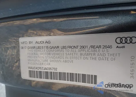 2018 Audi S5 3.0T Premium Plus from USA, damaged, VIN WAUC4CF57JA035732